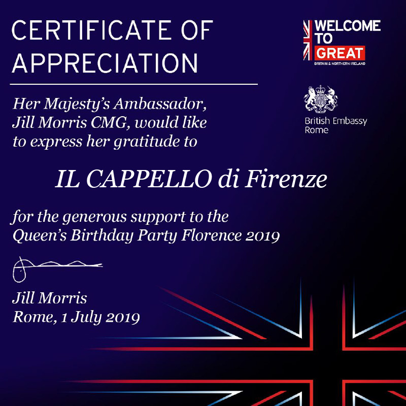 Certificate of Appreciation Florence 2019